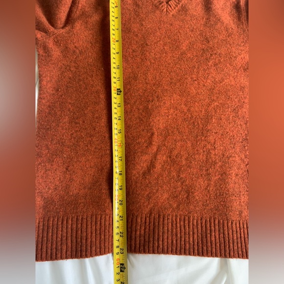 Black Brown 1826 Orange V-Neck Sweater with Elbow Patches. Small unisex - Picture 8 of 8